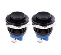 CENPEK 2 pièces 16mm 5/8 pouces haut rond en métal noir interrupteur à bouton-poussoir momentané 1NO SPST 3A/12-250V pour interrupteur de voiture industrielle G-M16BK