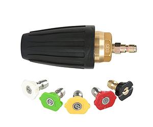 CENPEK Buse turbo rotative, 1,8 GPM 3000 PSI 035 pour nettoyeur haute pression, buse turbo rotative de 6,35 mm, connexion rapide, ensemble d'accessoires pour nettoyeur haute pression