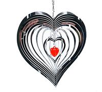 CENPEK Carillon à vent rotatif en acier inoxydable de style nordique, 360 ° en forme de cœur battant à 3D effet serpentin, utilisé pour la décoration extérieure de la maison à suspendre