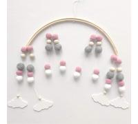 CENPEK Clochette de lit, carillon à vent, perles en bois, cloche, hochet rotatif, jouet à suspendre, décoration de tente, accessoires de photographie, cadeaux (rose foncé)