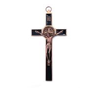 CENPEK Crucifix Jésus Christ Croix Statue Figurine pour Voiture Maison Chapelle Décor - Cuivre Rouge Ancien