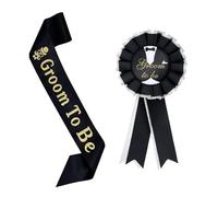 CENPEK Ensemble d'insignes de Ceinture de marié de 2 pièces Comprenant Une Broche d'insigne de Ruban de récompense du marié à être en Satin pour Les Fournitures de célébration de fiançailles