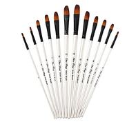 CENPEK Juego de 12 pinceles de pintura de nailon para artista, cepillo de pintura Filbert Tip Nylon cepillos de pintura para el cabello con mango de madera para pintura de aceite acrílico Gouache