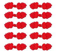 CENPEK Lot de 10 paires de boutons chinois en forme de grenouille pour pull, manteau, écharpe, cardigan et costumes - Rouge