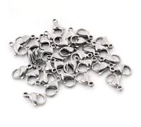 CENPEK Lot de 100 fermoirs mousquetons de 12 mm pour bijoux, porte-clés, accessoires de loisirs créatifs (argent)