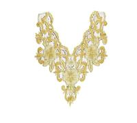 CENPEK Lot de 2 appliques brodées en dentelle florale pour col et col - Beige