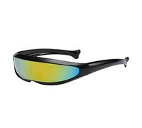 CENPEK Lot de 2 lunettes de soleil futuristes à cadre noir doré Mercury Tablette pour cosplay Slim Cyclops Adulte Party