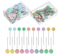 CENPEK Lot de 200 épingles à coudre à tête plate avec boîte de rangement, couleurs assorties, en forme de fleur, épingles à coudre droites pour projets de bricolage, couture, décoration de bijoux