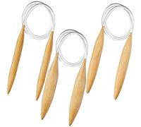 CENPEK Lot de 3 aiguilles à tricoter circulaires en bois naturel pour gros fil