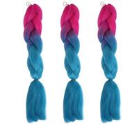 CENPEK Lot de 3 extensions de cheveux tressés, couleur pêche ombrée à bleu lac, 24 pouces, 100 g/pièce, kit de cheveux tressés synthétiques