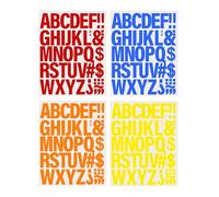 CENPEK Lot de 4 feuilles de lettres thermocollantes en vinyle thermocollant pour vêtements, 5 cm/2 pouces, pour t-shirts, lettres de l'alphabet, impression de noms (jaune/rouge/bleu/orange)