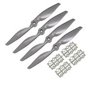 CENPEK Lot de 4 hélices RC CW 17,8 x 12,7 cm 2 palettes pour avion en nylon gris avec anneaux adaptateurs