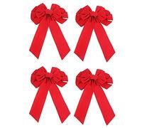 CENPEK Lot de 4 nœuds décoratifs de Noël en velours rouge 25 x 45 cm pour décorations d'intérieur et d'extérieur