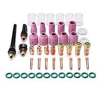 CENPEK Lot de 49 accessoires pour chalumeau de soudage TIG avec pinceaux, corps en verre, buse en aluminium, lentille de gaz Stubby #10 pour TIG WP-17/18/26