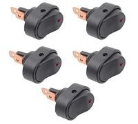 CENPEK Lot de 5 interrupteurs à bascule étanches à LED 12 V 30 A SPST 3 broches On-Off ronds bleus pour voiture, bateau, LED rouge marine