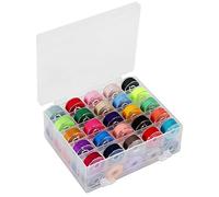 CENPEK Lot de 50 bobines de fil à coudre pré-enroulées avec étui et ruban à mesurer doux pour Brother Baby Lock Janome Kenmore Singer Taille standard et couleurs assorties