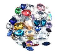 CENPEK Lot de 50 boutons à facettes en acrylique transparent à strass pour décoration de vêtements et robes (mélange de couleurs)