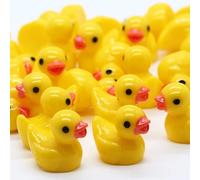 CENPEK Lot de 50 mini canards miniatures en résine pour jardin, aquarium, maison de poupée, accessoires de Noël (jaune)