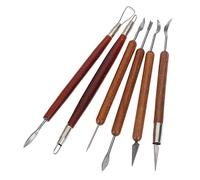 CENPEK Lot de 6 outils de sculpture d'argile, de poterie avec poignée en bois pour les loisirs créatifs, la poterie, la sculpture, la cire