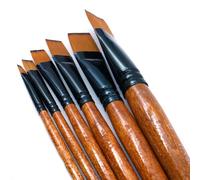 CENPEK Lot de 6 pinceaux plats d'artiste avec manche en bois pour aquarelle, acrylique et peinture à l'huile, parfaits pour les débutants, les artistes et les amateurs de peinture