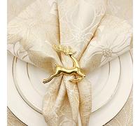 CENPEK Lot de 6 ronds de serviette en forme de cerf - Décoration de table pour Noël, mariage, fête, usage quotidien - Doré
