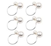 CENPEK Lot de 6 ronds de serviette en perles, Attache Serviette de Table - Argenté et doré - Pour Noël, réunions de famille, dîners, fêtes de mariage, décoration - Argenté