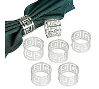 CENPEK Lot de 6 ronds de serviette porte serviette de table pour salle à manger, anniversaire, fête, décoration de table, argenté