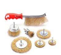 CENPEK Lot de 7 brosses métalliques avec revêtement en laiton pour perceuse, éplucheur de peinture, décapant la rouille
