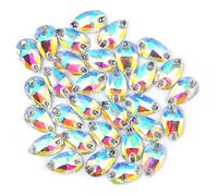 CENPEK Lot de 72 strass AB à dos plat en forme d'œil de cheval pour bijoux, décoration de vêtements, projets d'artisanat - 7 x 12 mm (cristal AB)