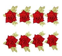 CENPEK Lot de 8 écussons à coudre en forme de roses brodés - Rouge, Taille unique