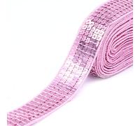 CENPEK Ruban élastique à paillettes plates en tissu pailleté pour robe, décoration, bandeau, 25 mm de large, rose - 18,1 m