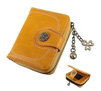 Censhaorme Vintage Huile Cire Cuir Femmes Court Portefeuilles Pochette Mignon Porte-Monnaie Carte de Poche Sac à Main Femme