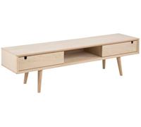 Cent Meuble TV avec 2 portes coulissantes et 1 espace de rangement, chêne, blanc délavé.