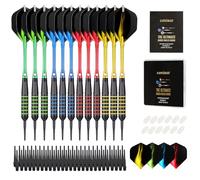Centaur 12 fléchettes à Embouts Souples, Jeu Pro 18 g en Plastique, 4 Couleurs, tiges alu, 100 Pointes, 16 ailettes, étui élec