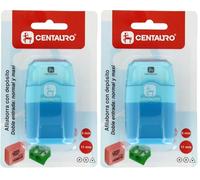 Centauro - Aiguisoir avec double entrée : normal et maximal, diamètres : 8 et 11 mm, parfait pour crayons ronds, hexagonaux et triangulaires. Couleurs aléatoires (Lot de 2)