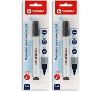 Centauro - Marqueur permanent noir, 3 mm, pointe conique, séchage rapide, encre à base d'huile, convient à tous les types de surfaces, métal, verre, étain, plastique, film photo, bois, papier et