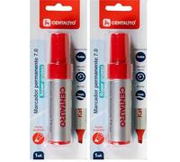 Centauro - Marqueur permanent rouge, pointe biseautée 7 mm, séchage rapide, super épais, encre à base d'huile, convient à tous les types de surfaces (Lot de 2)