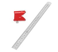 Center Scribe Aluminum Alloy Square, Center Finder Line Gauge with 45 and 90 Degree Angles, Steel Ruler Included for Woodworking, Compact Carpenter Tool for Accurate Fast Layout Ma