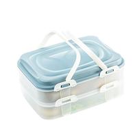 Centi Récipient de fête, récipient à gâteaux, boîte de transport de nourriture XL avec 2 niveaux et poignées pliables, couleur : bleu