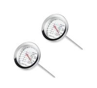 CENTOLLA Lot de 2 thermomètres à viande pour four à rôtir, thermomètre alimentaire pour cuisine domestique, grand format 5,3 cm, facile à lire, passe au four, tige en acier inoxydable argenté