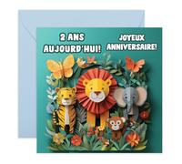 Central 23 2 Ans Carte Anniversaire Safari Garçon Fille Bébé Enfant Vient Avec Stickers Cadeau Anniversaire Cadeau Mignon