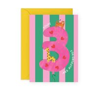 Central 23 3 Ans Carte Anniversaire Fille Safari Animaux Tigre Enfant Vient Avec Stickers Cadeau Anniversaire Cadeau Mignon