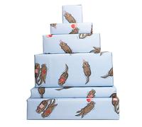 Central 23-6 feuilles de papier d'emballage - loutres d'anniversaire - emballage cadeau bleu pour hommes femmes - amis - recyclable et fabriqué au Royaume-Uni