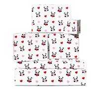 Central 23-6 Feuilles de papier d'emballage - Panda Love Hearts - Emballage cadeau d'anniversaire noir blanc rouge - Pour hommes et femmes - Recyclable