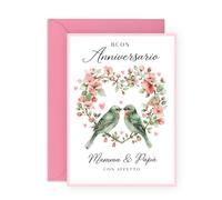 Central 23 Biglietto Anniversario Matrimonio Genitori - Auguri per Mamma e Papà - Ideale per Qualsiasi Traguardo di Nozze - Include Adesivi Divertenti e Busta