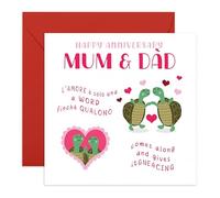 Central 23 Biglietto Anniversario Matrimonio Genitori Tartaruga Mamma Papà 30 40 50 Anni Nozze D'Oro Rubino Perla Idea Regalo Coppia Disegno Simpatico Con Adesivi Di