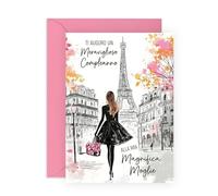 Central 23 Biglietto Auguri Compleanno Moglie Parigi Torre Eiffel Bella Idea Regalo Partner Sposa Amore Mio Da Marito Romantico Dolce Per Lei Con Adesivi Di