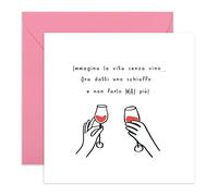 Central 23 Biglietto Auguri Divertente Uomo Donna Life Without Wine Cartolina Amica Spiritoso Idea Regalo Con Adesivi Di