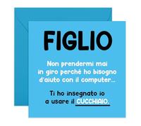 Central 23 Biglietto Auguri Figlio Computer Aiuto Expertise Tech-Savvy Humor Apprezzamento Cartolina Idea Regalo Con Adesivi Di