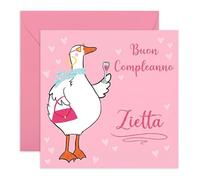 Central 23 Biglietto Auguri Zia - Simpatica Oca per il Compleanno - Regalo Speciale per Lei da Nipote e Nipotina - Design Dolce per Donna - Include Adesivi Divertenti e Busta